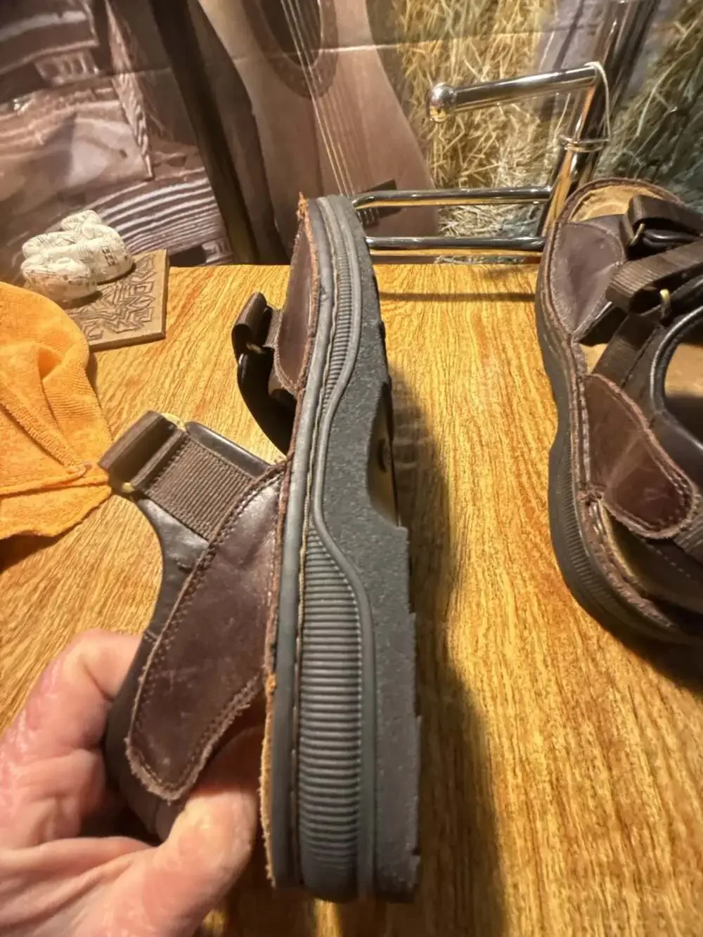 Naot Men's Brown Leather Adjustable Strap Sandals Size 42